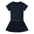 thumbnail image 4 of 2 Pack Short Sleeve Dresses for Toddlers Girls Size 1-10 Kids Casual Solid Color Crewneck Pleated Tennis Baseball Mini Dress, 4 of 8