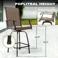 thumbnail image 4 of Nuu Garden Outdoor Swivel Bar Stool Set, 2 Piece Patio Seating Iron Bar Height Outdoor High Chairs with Armrests and Footrest, All-Weather Textilene, Brown, 4 of 9