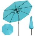 thumbnail image 1 of Costway 10 FT Solar Patio Umbrella with 96 LED Lights 35° Adjustable Tilt Vented Top Turquoise, 1 of 10