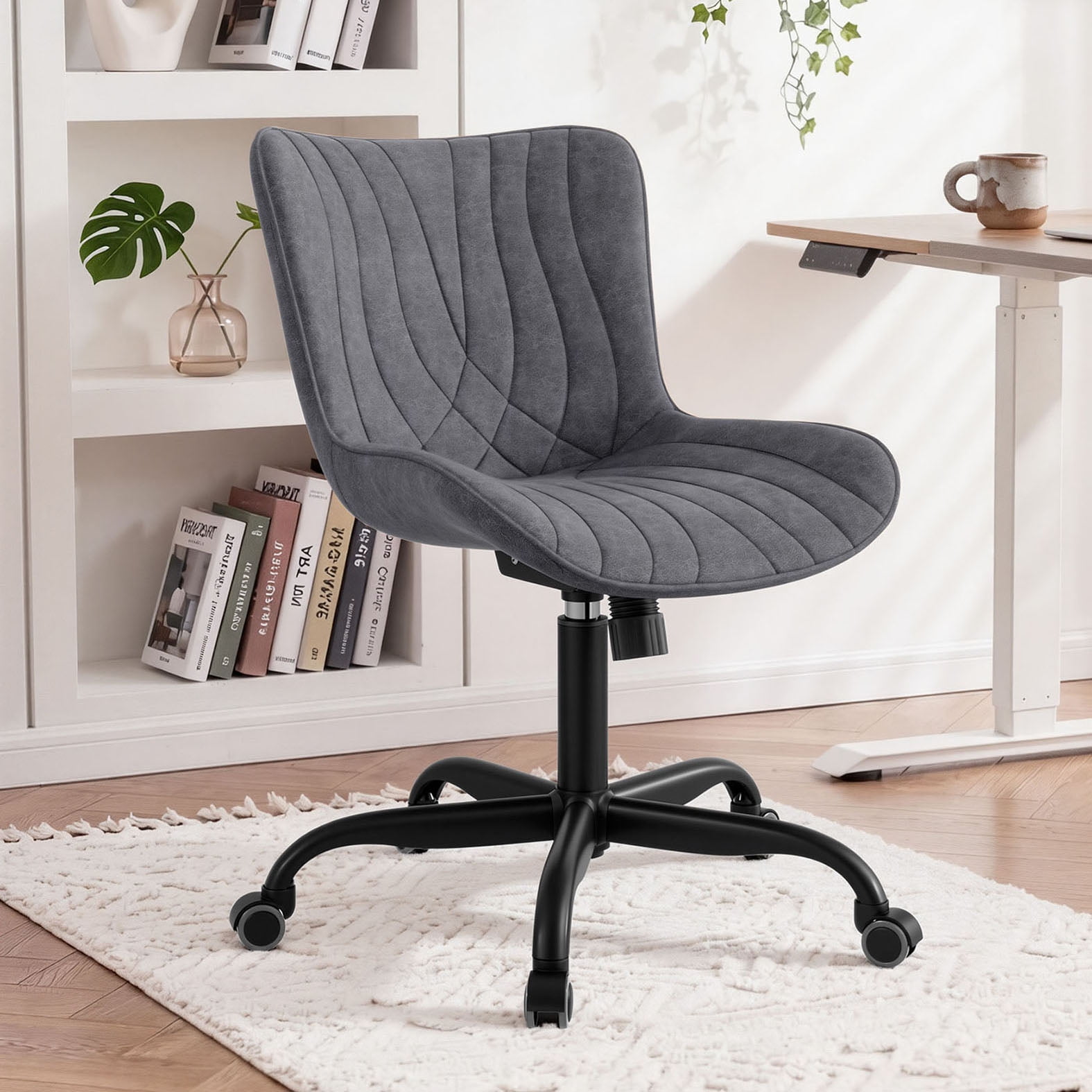 armless pu leather office chair product