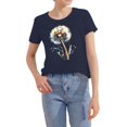 thumbnail image 3 of NAMTYQX Womens Tshirts Cotton Loose Fit Hawaii Mit Muster Oversize Print Cool Boxy Fit Short Sleeve Crew-Neck Light Going Out Tops for Women Royal Blue Size 2XL, 3 of 5