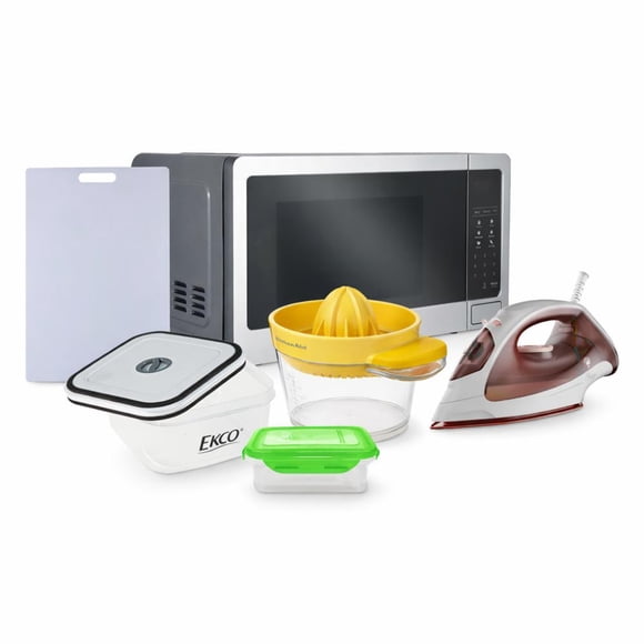 Combo de Horno de microondas Winia KOS-63MSSA de 0.7 p3 + Plancha de Vapor Ligera, Fácil de Manejar GCSTBS-3801 + Accesorios de cocina