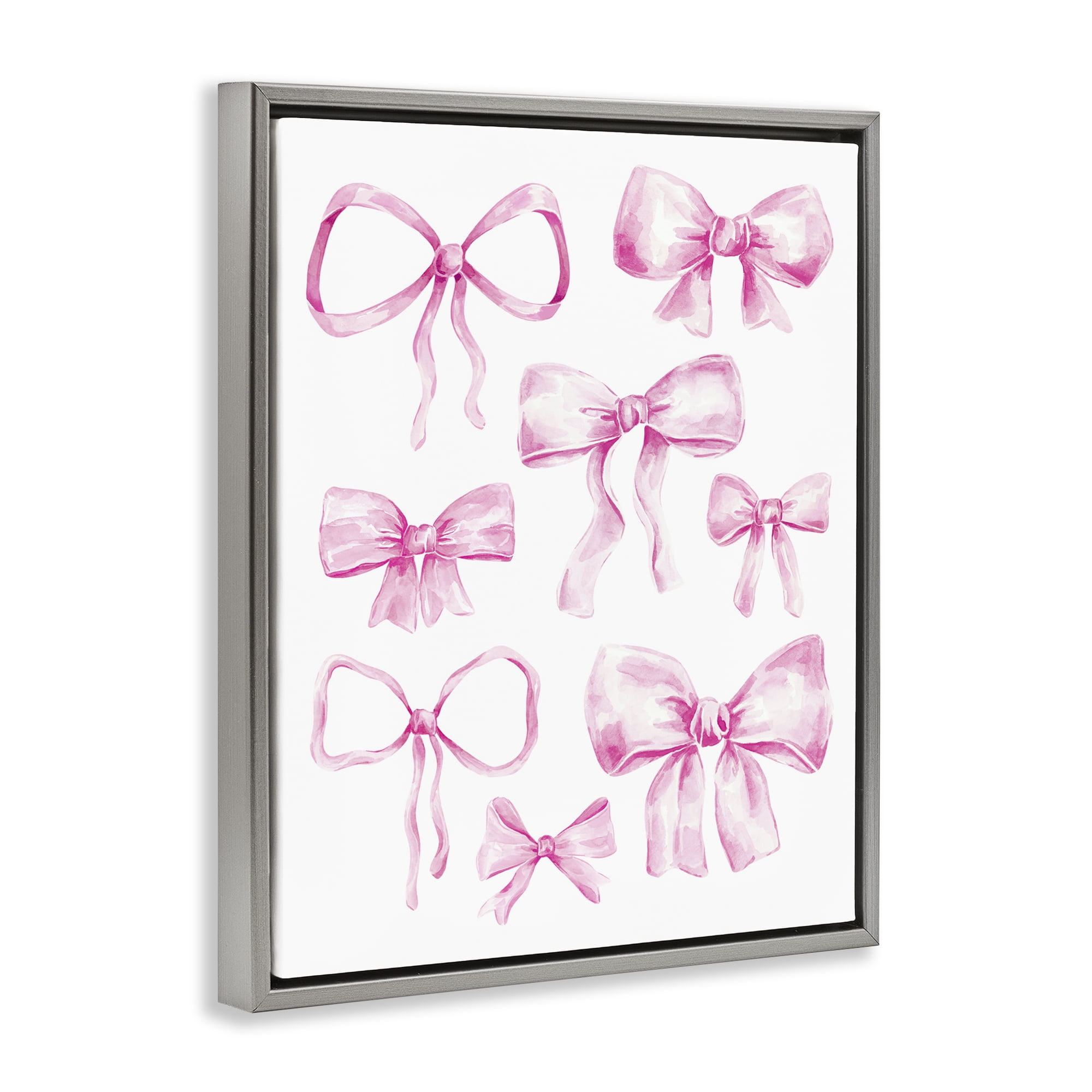 Stupell Industries Coquette Bow Collection Gray Framed Floater Canvas Wall Art, design by Bethany Sandoval