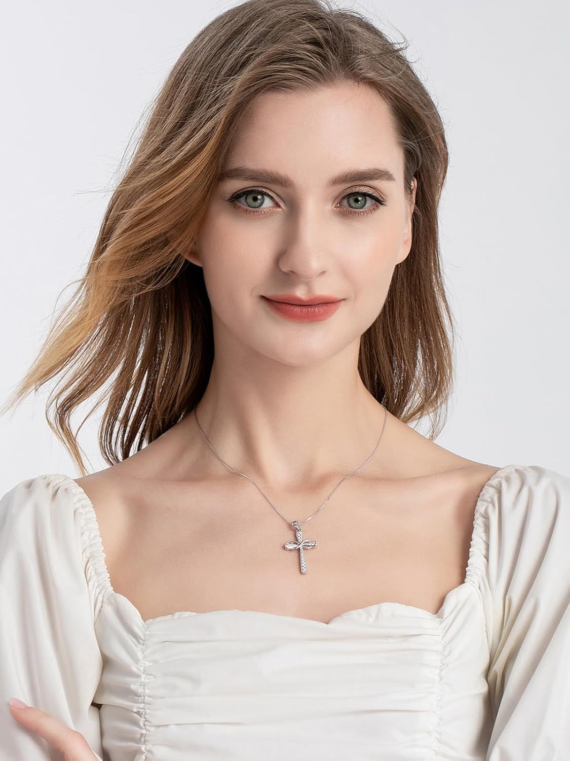 925 Sterling Silver Cross Necklace for Women Big Faith Infinity Pendant Necklace Silver Chain
