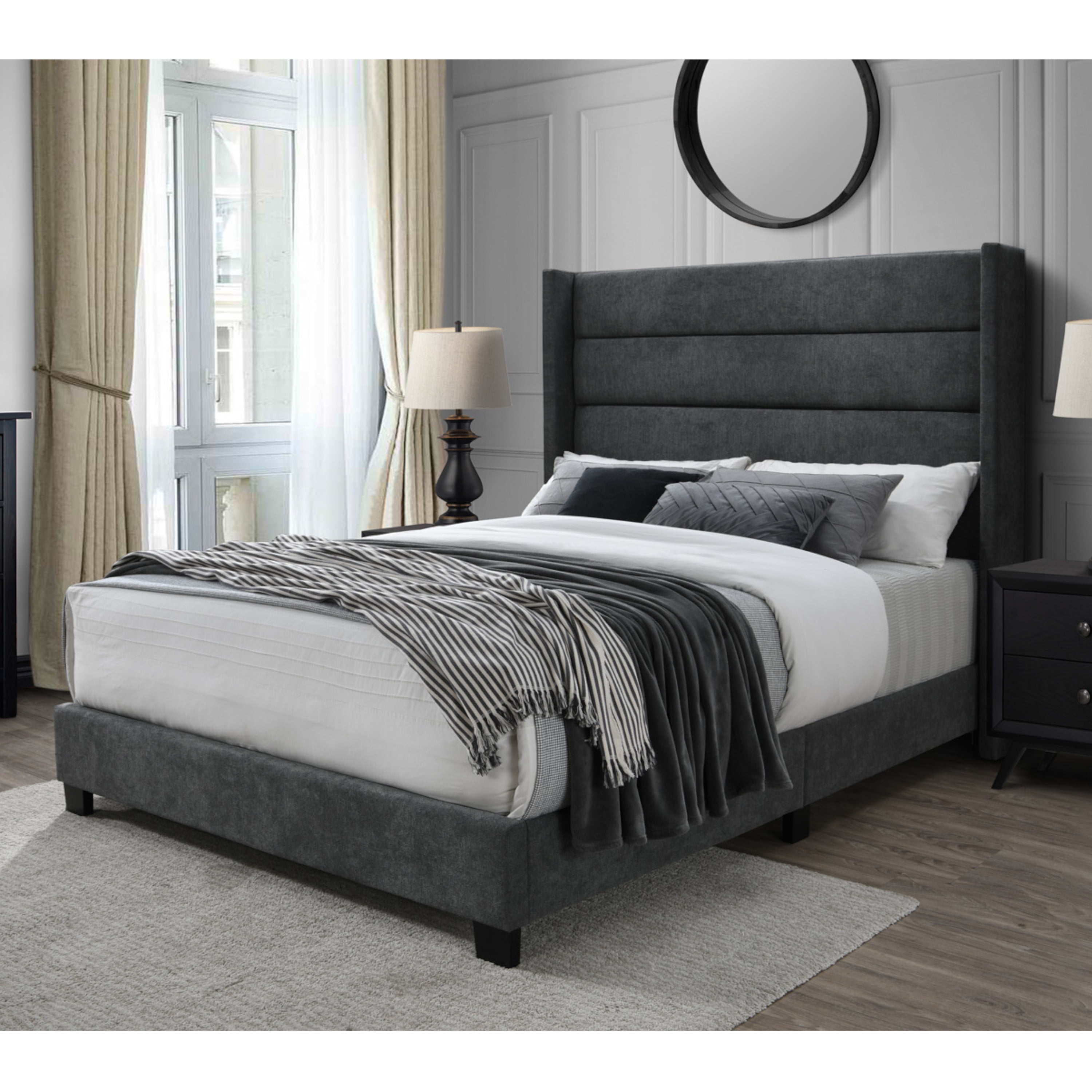 Dg Casa George Tufted Upholstered Panel, Upholstered King Bed With Tall Headboard