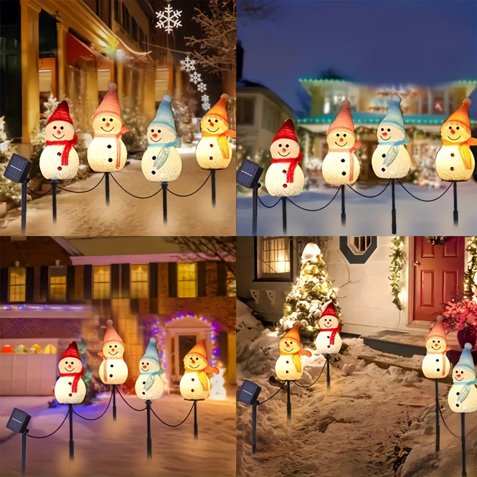 Cadorn Outdoor Waterproof Solar Snowman Lawn Lights with 4 In-Ground Stakes, Solar Powered Garden Decor for Yard