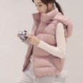 thumbnail image 2 of Mujer Chaleco Abrigos Otoño/Invierno Algodón Con Capucha Cremallera Bolsillo Color Sólido Venta Gruesa Mujer Top Dropshipping GGFSMJWT001, 2 of 5