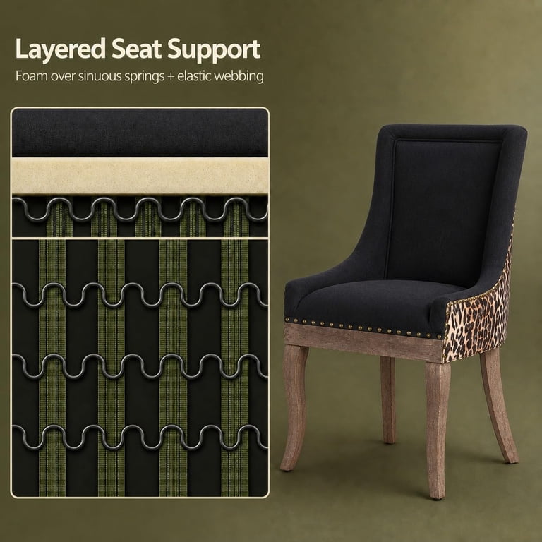ODUSE-DAILY Leopard Dining Chairs, Set of 2 photo 3