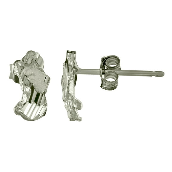 925 Sterling Silver Unisex Nugget Stud Earrings Stud Earring for Women - .8 Grams