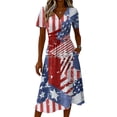 thumbnail image 4 of Women 's 250th Anniversary Dresses 2025 Womens Summer Dresses Patriotic Midi Wrap V-Neck Party Dress, 4 of 5