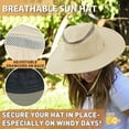 thumbnail image 3 of Tirrinia Fishing Hiking Hat for Women Safari Sun Hat Wide Brim Camping Hiking Fishing Hunting Boating Safari Cap with Adjustable Drawstring Boonie UPF 50+ Tan, 3 of 7