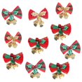 thumbnail image 1 of sweethay 10 Uds. Lazos de cinta navideña con campanas, lazos navideños para decoración de árboles, suministros para envolver regalos Kits de decoración para fiestas sweethay HA037483-00, 1 of 8
