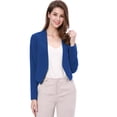 thumbnail image 2 of Chaqueta Corta Casual De Negocios Allegra K Sin Cuello Para Mujer Azul S, 2 of 6