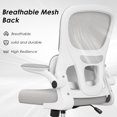 thumbnail image 2 of Ergonomic Mesh Office Chair w/ Lumbar Support, Flip Armrests, Rolling Wheels for Home Study & Office. Comfy Computer Desk Chair, Breathable Seat, White & Gray, Supports 350 lbs., 2 of 6
