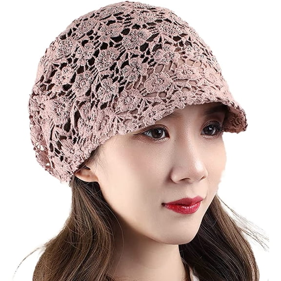 CoCopeaunts Women's Skullies & Beanies Lace Turban Sun Hats Beach Flowers Breathable Foldable Sleep Caps Chemo Hats Stylish Slouchy Hat