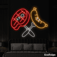thumbnail image 3 of Craftnamesign Meat And Sausage Neon Signs, BBQ Restaurant Decor, LED Signs, 3 of 4