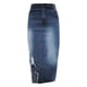 thumbnail image 4 of Gibobby faldas para mujer corta Falda de mezclilla de estilo urbano desgastada de cintura alta para mujer a la moda(Azul， L), 4 of 5