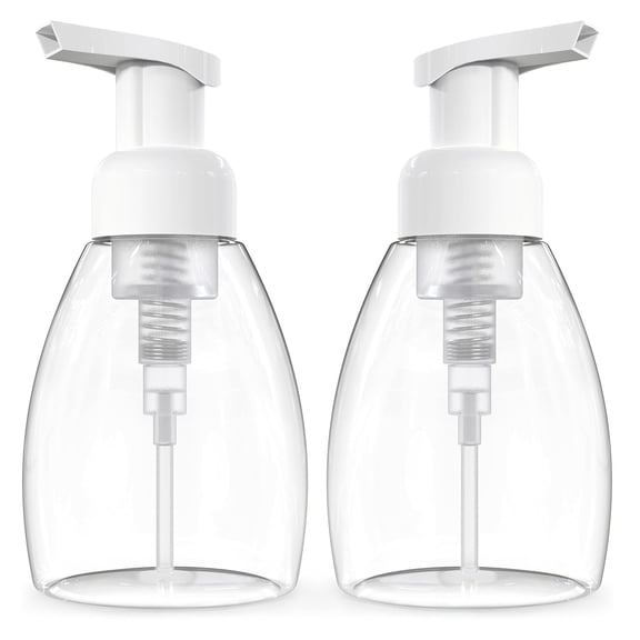 Foaming Soap Dispenser Pump Bottles, BPA Free Empty Refillable Plastic Container for Liquid Soap - Kitchen, Bathroom, Commercial - 8oz (250ml) Pack of 2 Clear