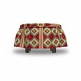 thumbnail image 4 of Boho Ottoman Cover, Oriental Turkish Geometric, 2 Piece Slipcover Set with Ruffle Skirt for Square Round Cube Footstool Decorative Home Accent, Standard Size, Vermilion and Multicolor, by Ambesonne, 4 of 5