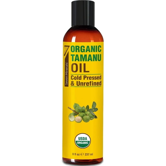 Seven Minerals USDA Organic Tamanu Oil - Big 8oz - Cold Pressed for Skin, Face, Hair, & Nails