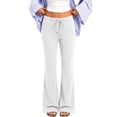thumbnail image 2 of Womens Fleece Flare Sweatpants Wide Leg Lounge Pants with Pockets Fall Drawstring Travel Sweat Pants M, 2 of 7