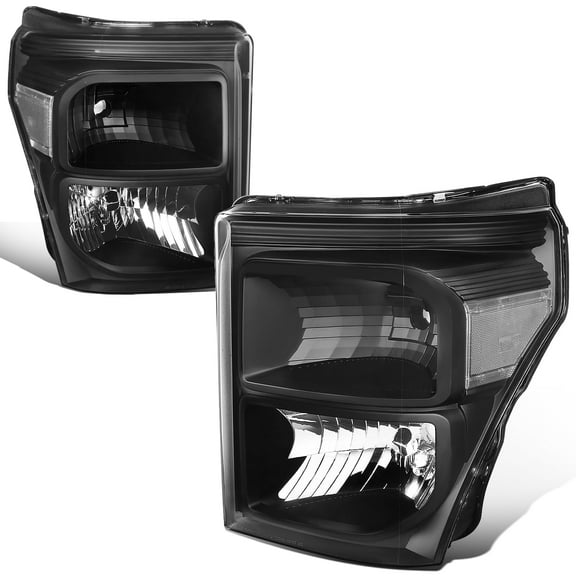DNA Motoring For 11-16 Ford F250 F350 Super Duty Black Clear Corner Headlight Lamps Pair Replacement