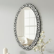 SHYFOY Oval Wall Mirror for Living Room Decor, Crystal Design Accent Mirror,Decorative Mirrors for Wall