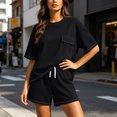 thumbnail image 5 of Maqroz Womens Plus Size Two Piece Lounge Sets Short Sleeve Crewneck Pullover T-Shirts Elastic Waist Shorts Casual Matching Outfits Breathable Sweatsuits Flowy Clothes, 5 of 6