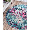 thumbnail image 2 of Unique Loom 3127690 Tapis Rond 8 x 8 Pi. Lierre Jardin, Bleu, 2 of 2
