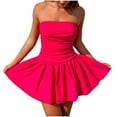 thumbnail image 2 of SMihono Robe d'Été Grande Taille pour Femmes 2023 Mode Décontractée Printemps Été Sans Manches à Épaules Dénudées Mi-Mollet, 2 of 9