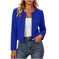 thumbnail image 2 of dazeni Womens Cropped Cardigan Jackets Fashion Slim Fit Pleated Open Front Coat Casual Crewneck Long Sleeve Jackets for Work Travel Blue Large, 2 of 6