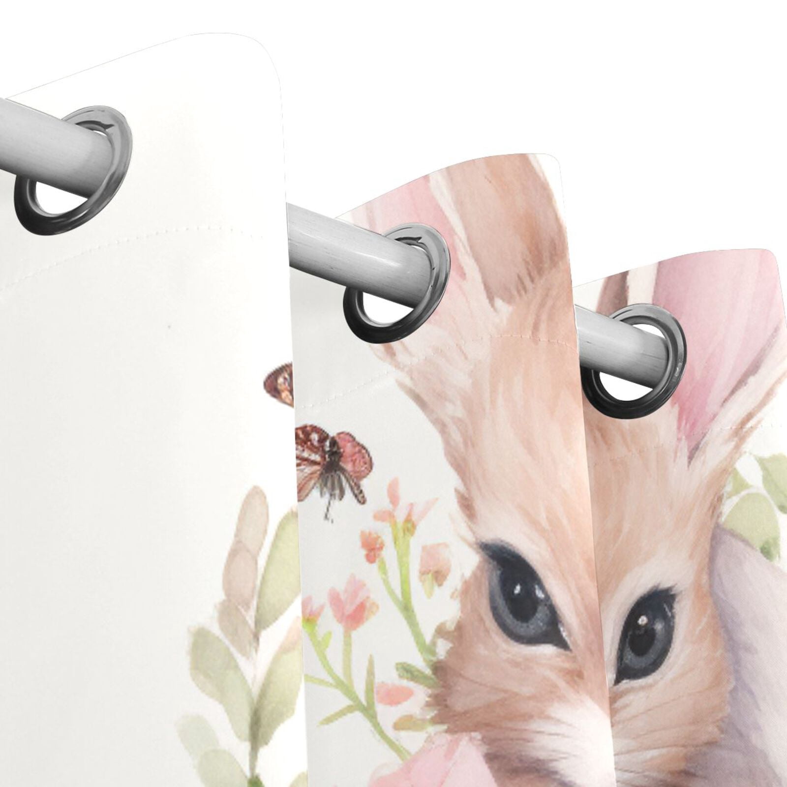 Rabbits Flowers Leaves Black Out Curtains 72 Inch Length Curtains for Sliding Glass Doors Bedroom Living Room 2 Pack