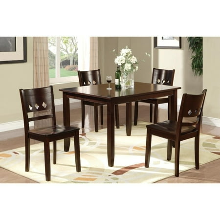 Benzara Dark Oak Brown Wooden Dining Table And Chairs 5 Piece Set