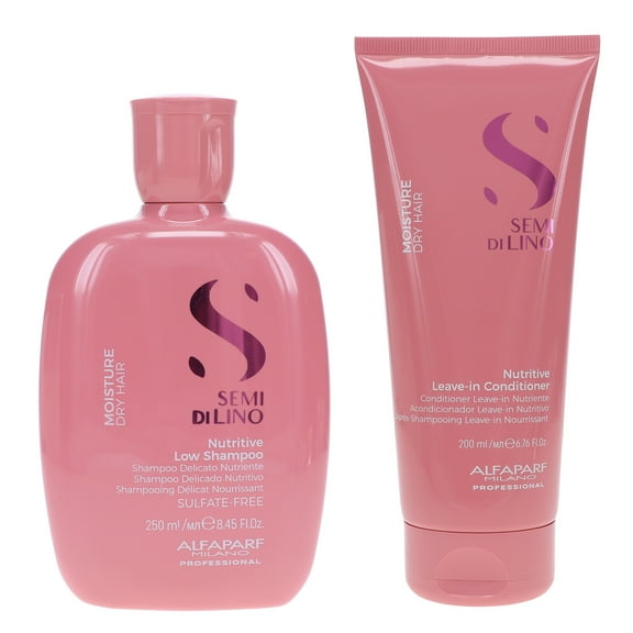 Alfaparf Milano Semi Di Lino Moisture Nutritive Low Shampoo 8.45 oz & Leave-in Conditioner 6.76 oz Combo Pack