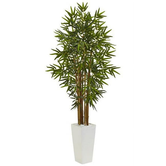 Nearly Natural 5812 5 ft. Bamboo Tree in White Tower Planter