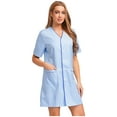 thumbnail image 1 of Aislor Robe d'Uniforme d'Infirmière pour Femmes Manches Courtes Tenue de Travail Médicale Poches Boutonnée Uniforme Bleu Clair TTG, 1 of 7