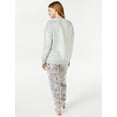 thumbnail image 2 of Joyspun Women's Plush Long Sleeve Top and Pants Pajama Set, 2-Piece, Sizes XS to 3X, 2 of 3