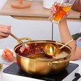 thumbnail image 3 of QIBORUN Marmite en Acier Inoxydable Divisée Marmite de Table pour Soupe avec Couvercle en Verre Cuisinière à Induction Dorée Compatible avec Cuisinière à Gaz Maison 11.8 Pouces-Or, 3 of 7