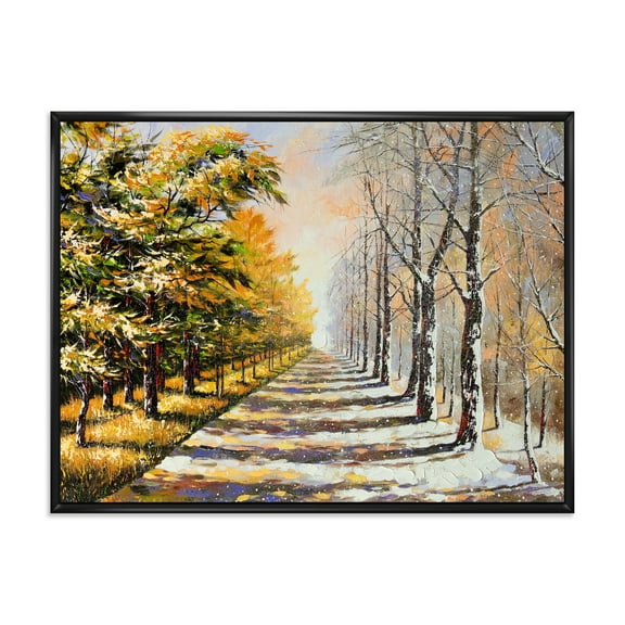 Allegory On Theme Autumn and Winter 20 in x 12 in Framed Painting Canvas Art Print, by Designart