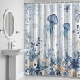 thumbnail image 6 of Ocean Jellyfish Bathroom Shower Curtain, Blue Yellow Sea Star Shell Coral Blue Waterproof Washable Soft Bath Curtain for Bathtub Decor with 12 Hooks&Grommet, 36x78 Inch, 6 of 9