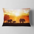 thumbnail image 2 of Designart Elephants Walking At Sunset - African Throw Pillow - 12x20, 2 of 5