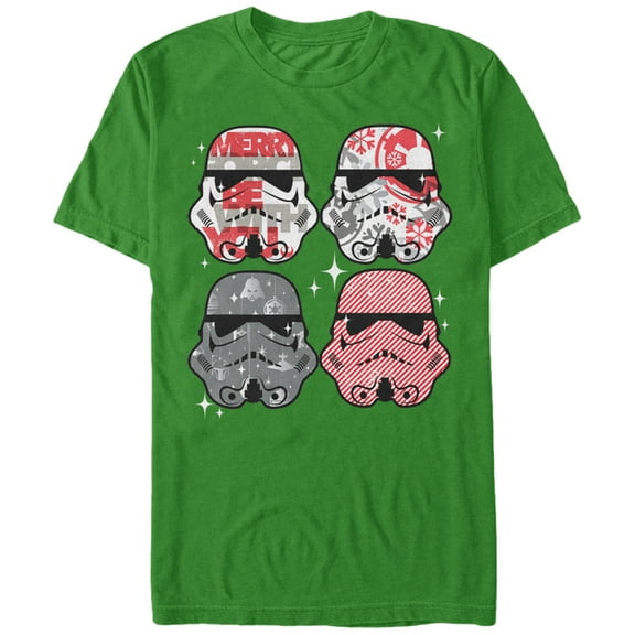 Men's Star Wars Christmas Stormtrooper Helmets Graphic Tee Kelly Green X Large