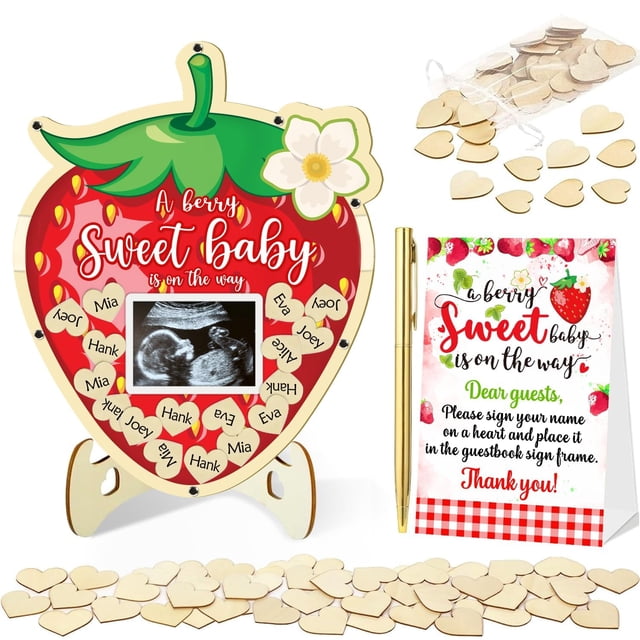 Libro de visitas para decoración de baby shower, color fresa, 65 unidades