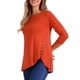 thumbnail image 4 of INSPIRAR CHIC Blusas de Mujer Cuello Redondo de Manga 3/4 con Botones Decorativos y Dobladillo Irregular Estilo Casual XS Naranja, 4 of 6