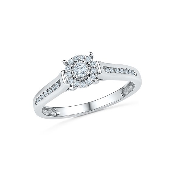 Sterling Silver White Round Diamond Fashion Ring