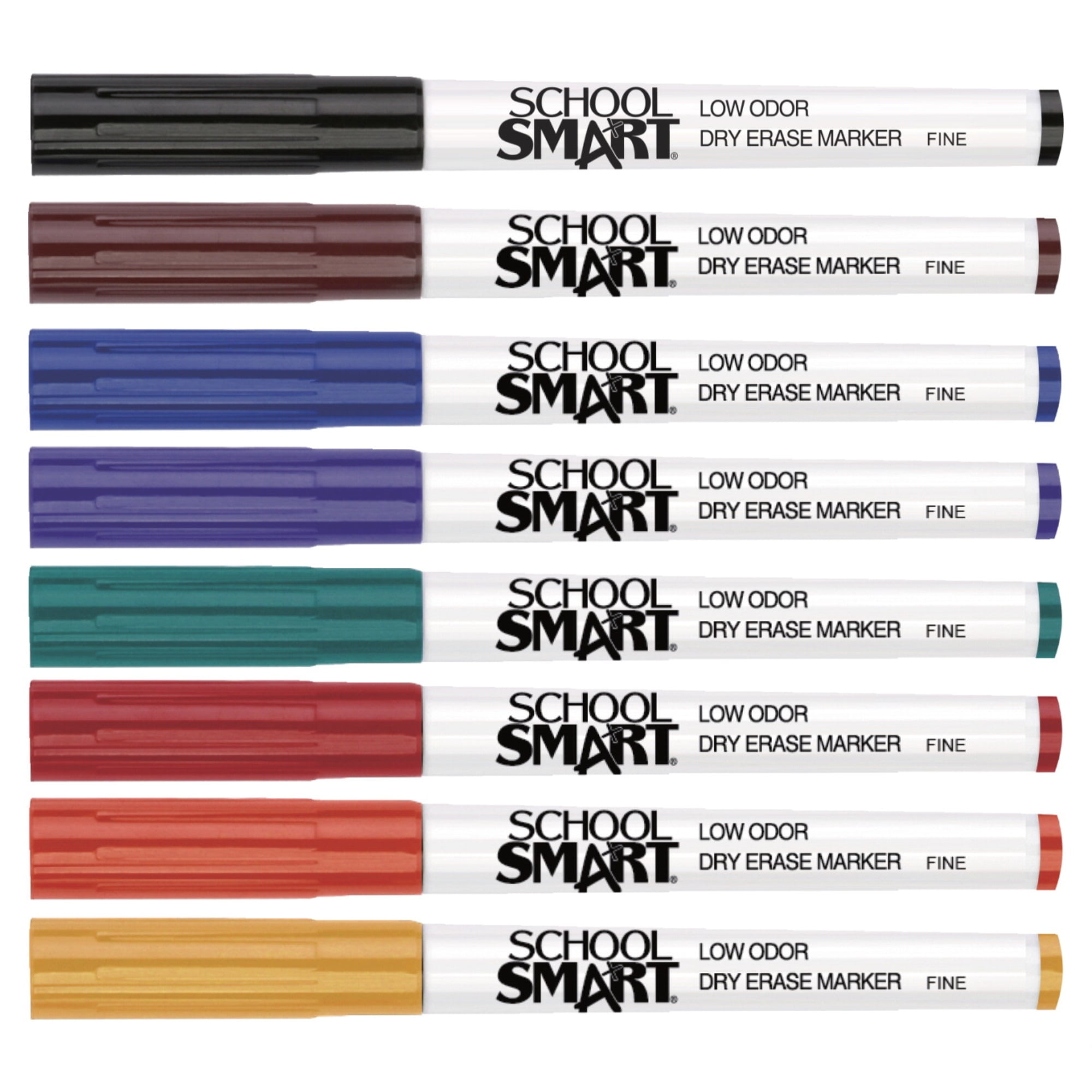 School Smart Dry Erase Pen Style Marker, Fine Tip, Assorted Colors, Set of 8