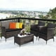 thumbnail image 2 of Conjunto de Muebles al Aire Libre Costway de 4 Piezas de Ratan PE con Cojines para Patio Marrón Mezclado Negro, 2 of 10