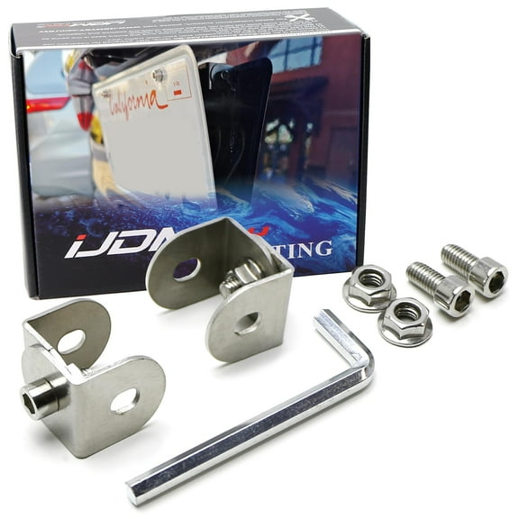 Universal Fit JDM Slanted Tilt Front/Rear Bumper License Plate Relocator Bracket Holder w/Adjustable Angle/Degree
