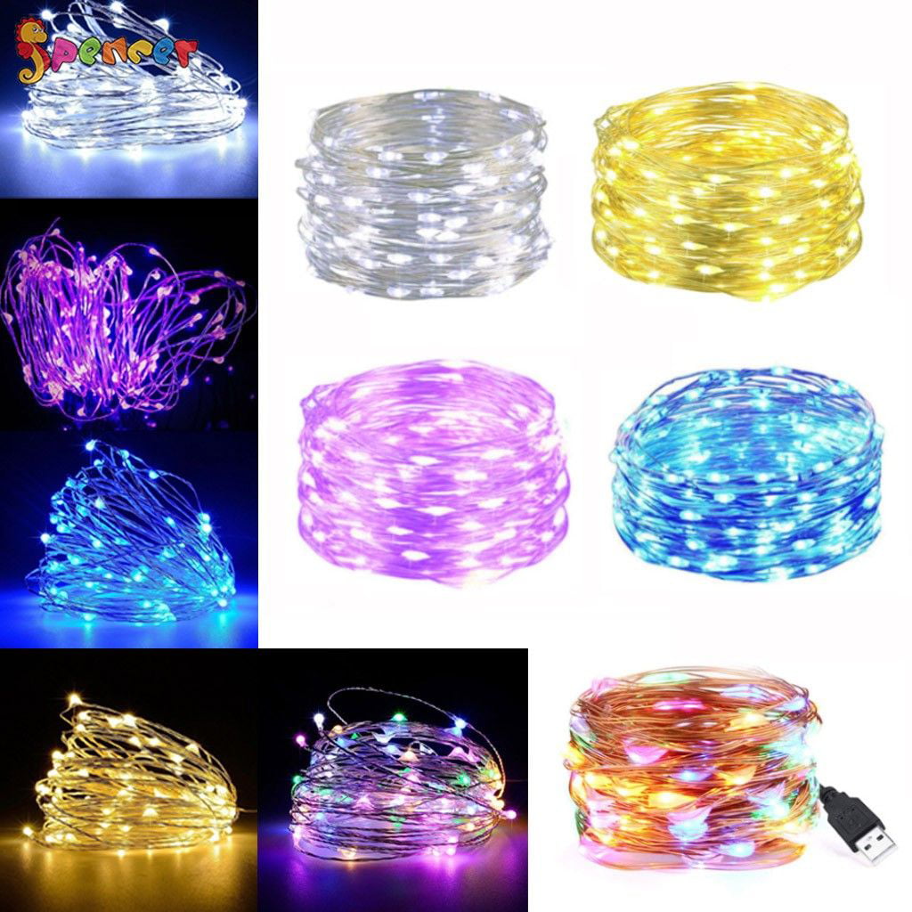 50/100/200 LED USB Plug In LED Micro Copper Wire Fairy String Lights Party Decor 