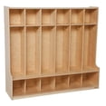 thumbnail image 3 of Wood Designs 6 Section Seat Locker – Wooden Preschool Cubby and Coat Storage Unit with Bench, 3 of 5